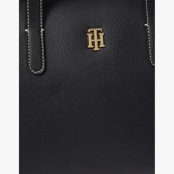 NEW Tommy Hilfiger Women's Gina II Convertible Top Zip Satchel Peb - Bag - Black - Picture 7 of 10